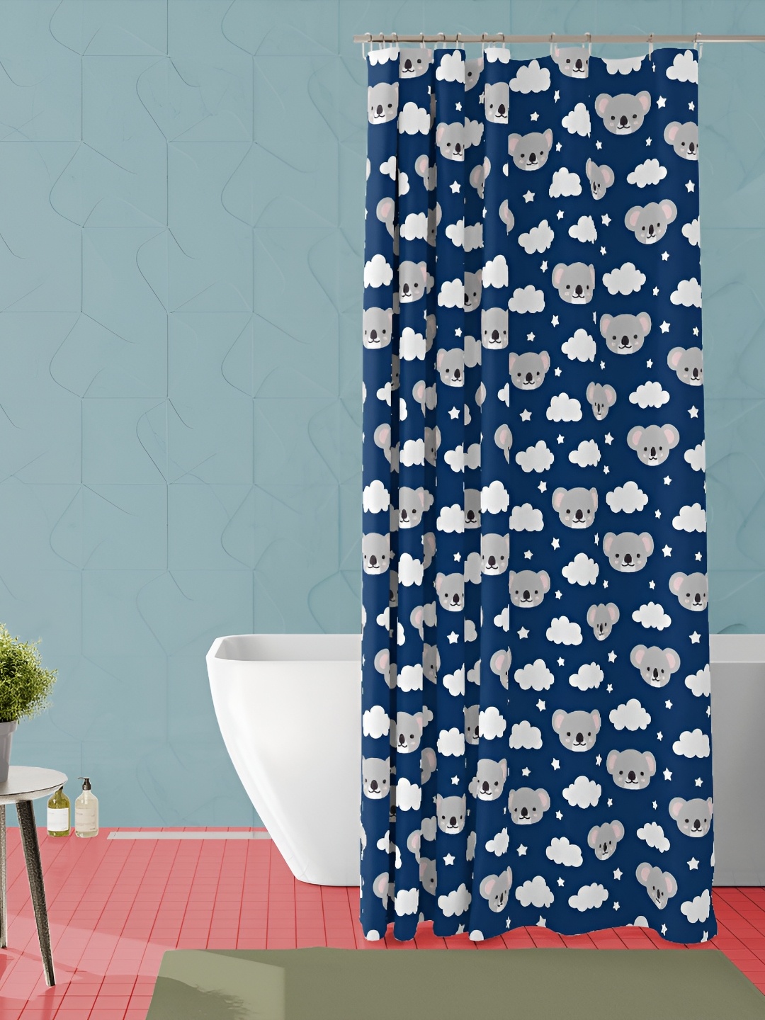 

ArtzFolio Blue and White Graphic Printed Waterproof Shower Curtain