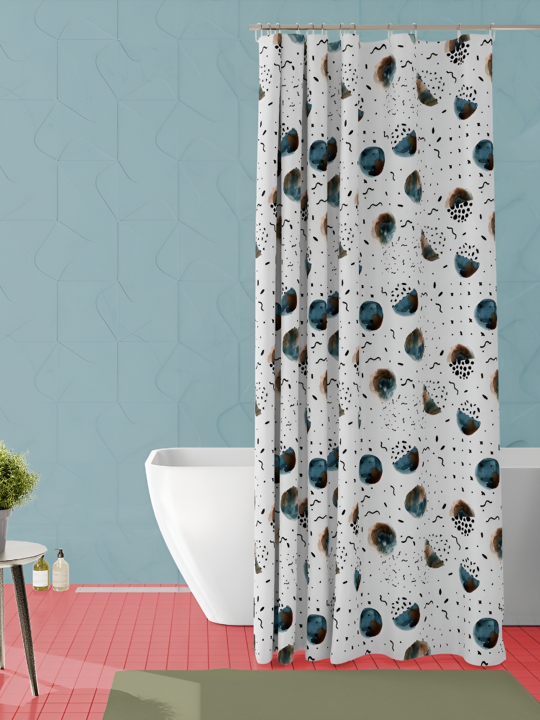 

ArtzFolio White & Black Abstract Printed Waterproof Shower Curtain