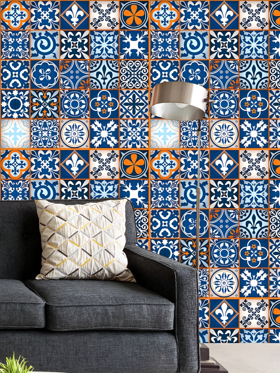 

ArtzFolio Printed UV-Resistant Anti-Bacterial Moroccan Tiles Pattern Peel & Stick Wallpaper, Multi