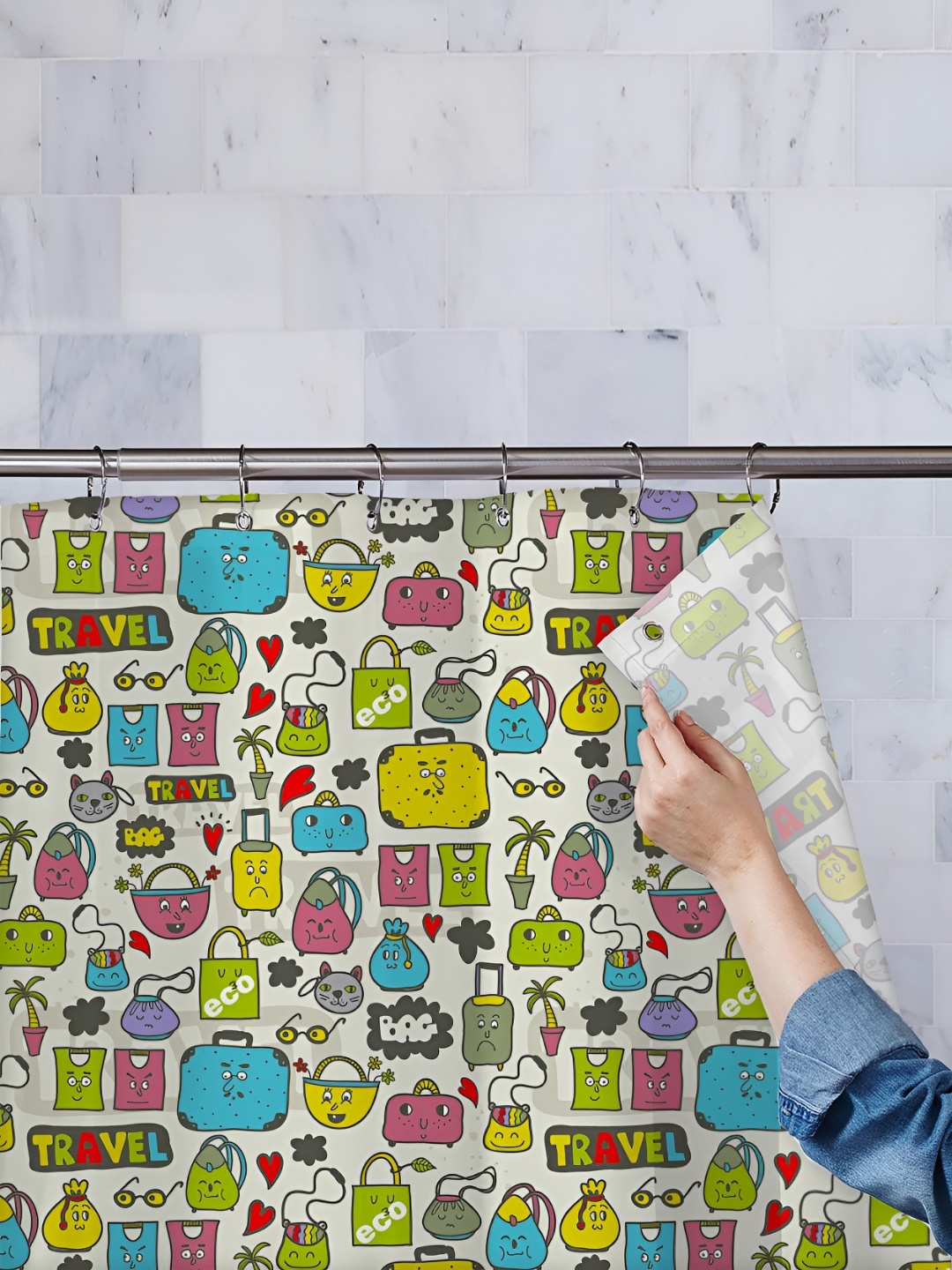 

ArtzFolio Single Piece Waterproof Polyester Shower Curtain, Multi