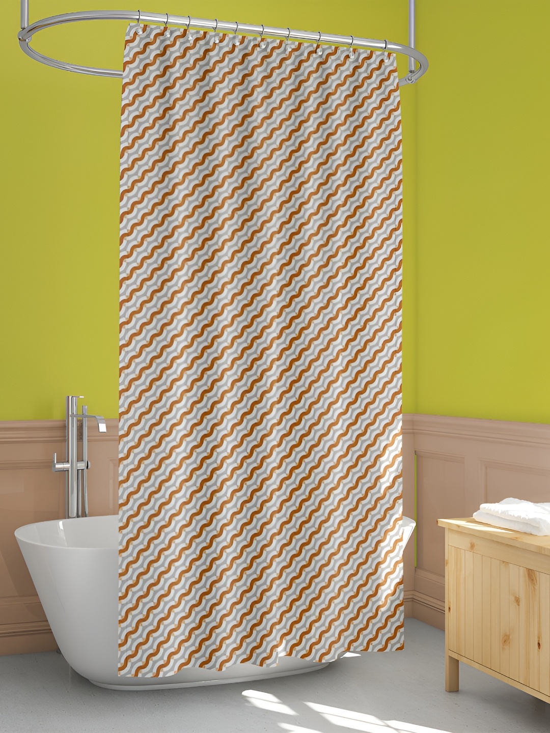 

ArtzFolio White & Brown Printed Waterproof Shower Curtain