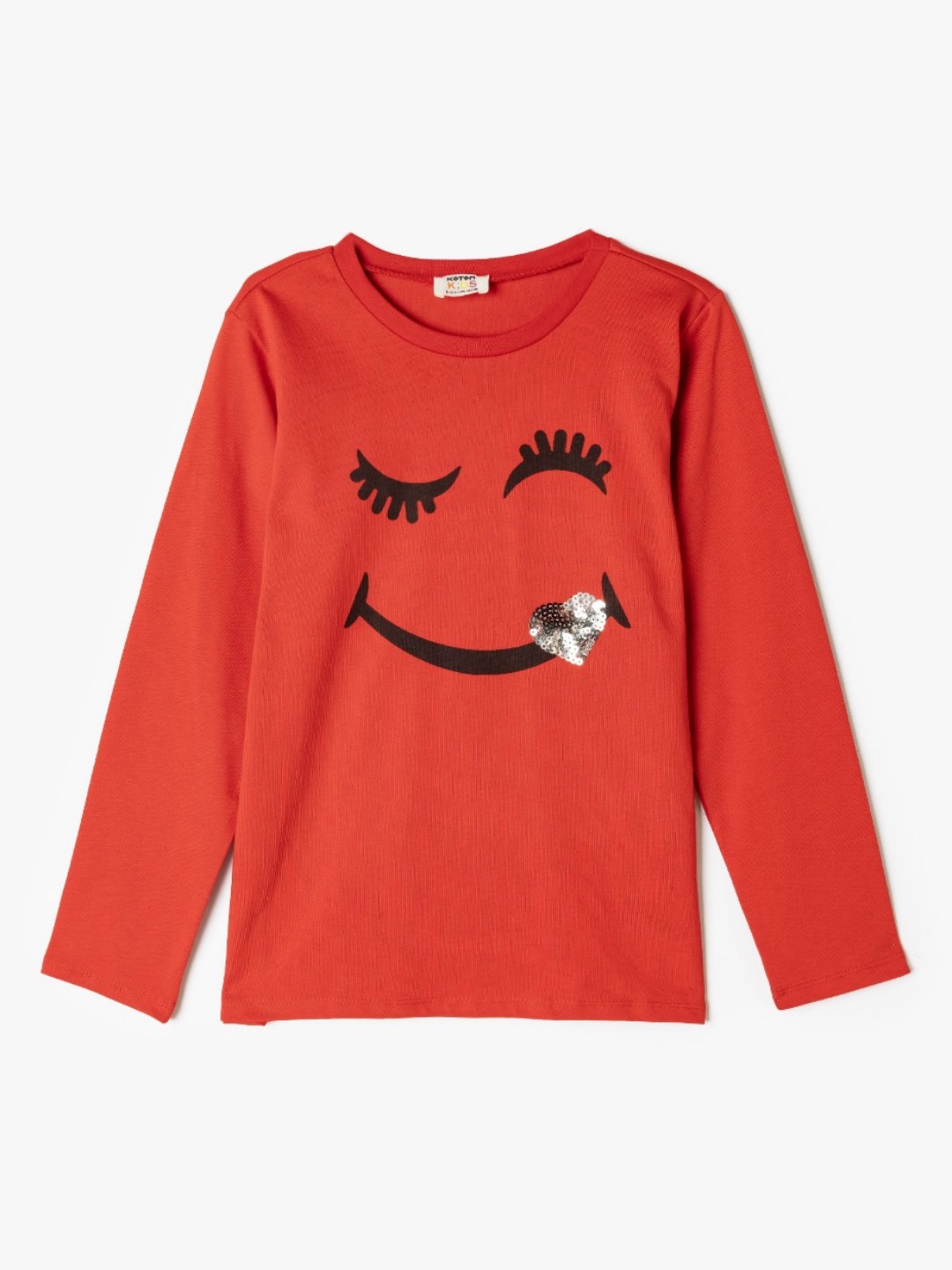 

Koton Girls Graphic Printed Round Neck Cotton T-shirt, Red