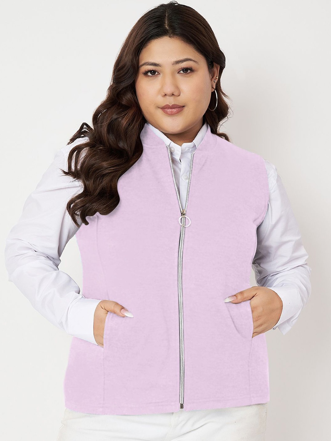 

BRINNS Plus Size Collarless Tailored Jacket, Lavender