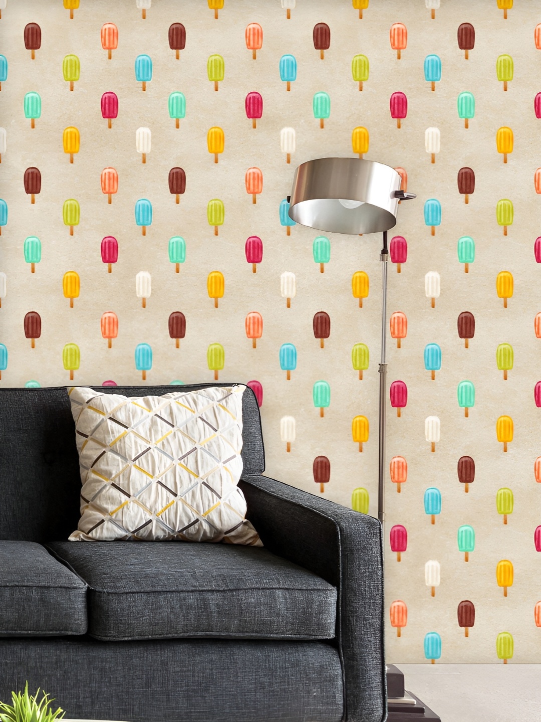 

ArtzFolio Printed UV-Resistant Anti-Bacterial Colorful Ice Cream Peel & Stick Wallpaper, Multi