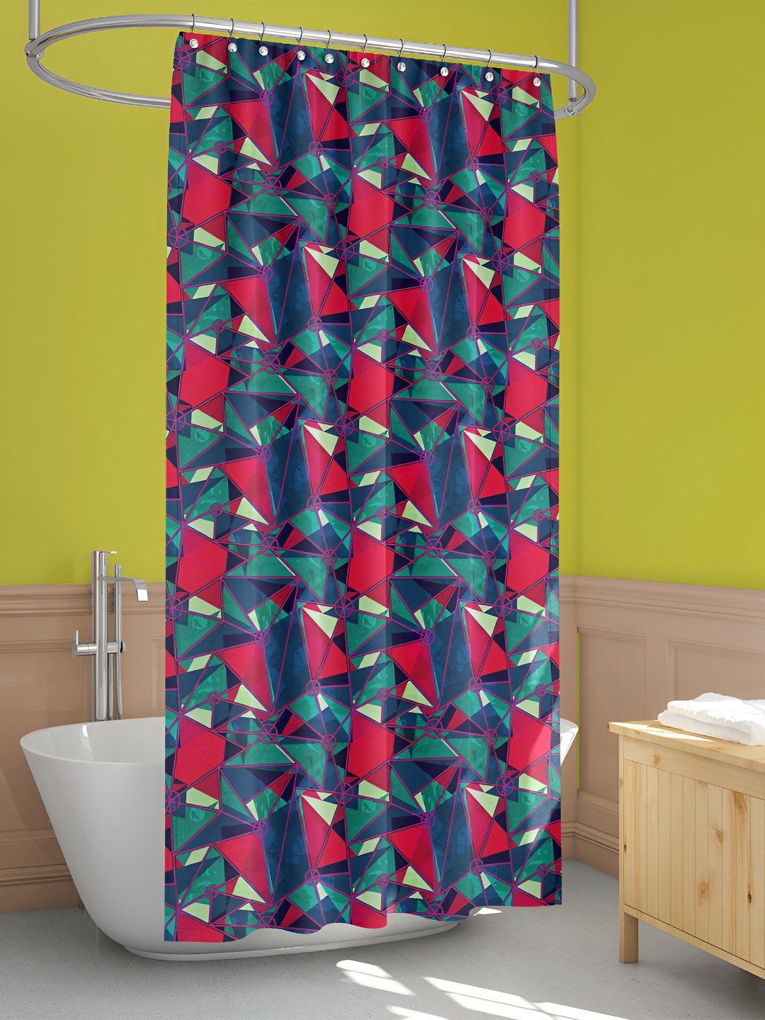 

ArtzFolio Pink-Blue & Green Printed Waterproof Shower Curtain