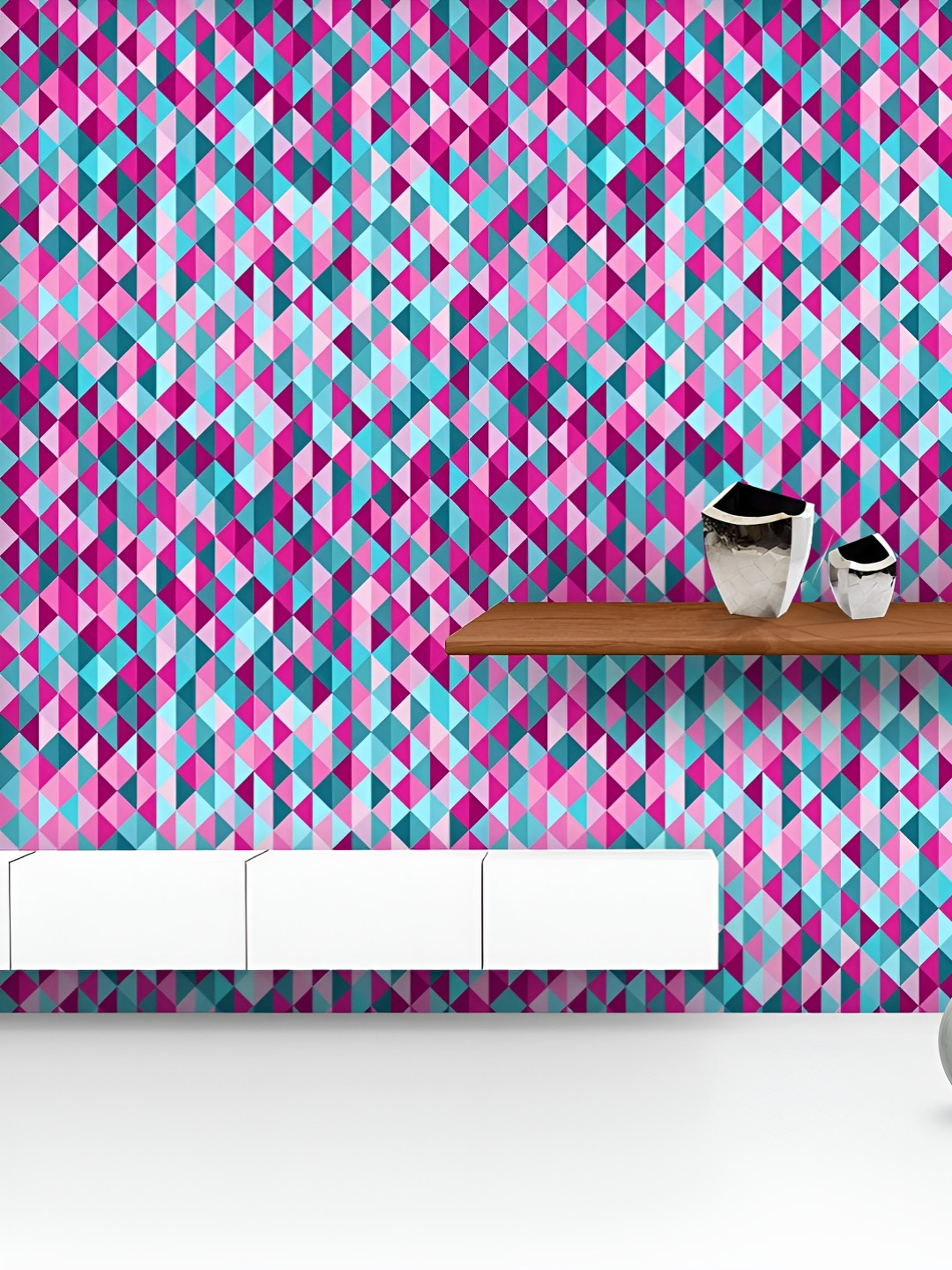 

ArtzFolio Printed UV-Resistant Anti-Bacterial Triangle Tiles Peel & Stick Wallpaper, Multi