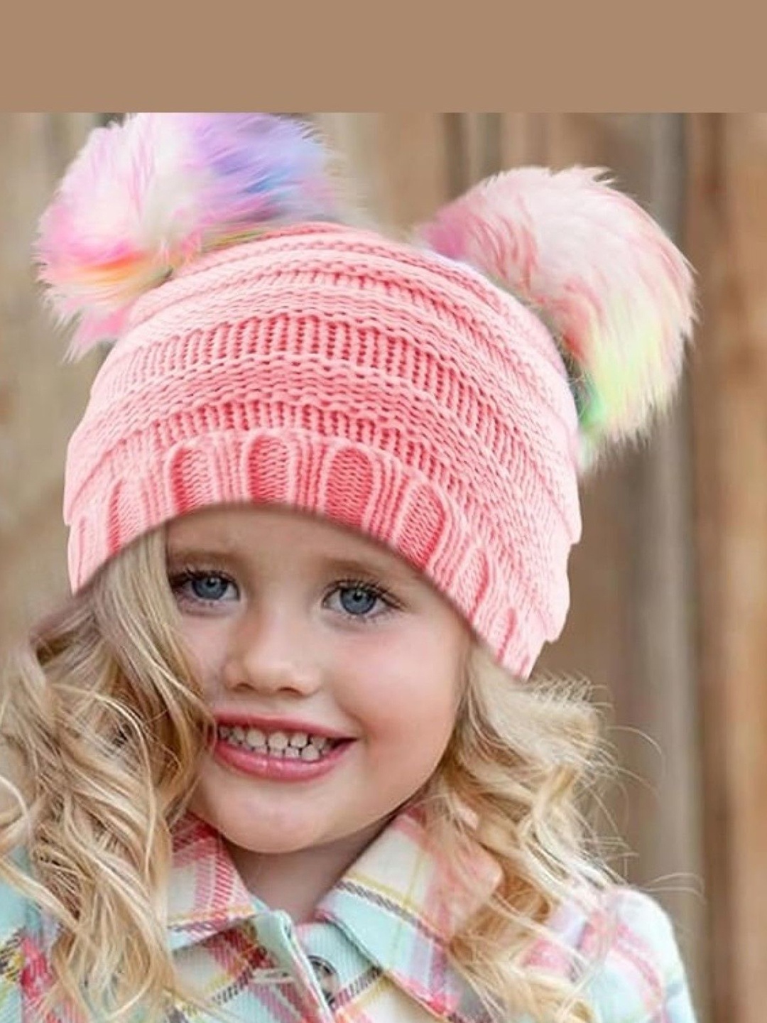 

EL REGALO Girls Woollen Beanie, Pink