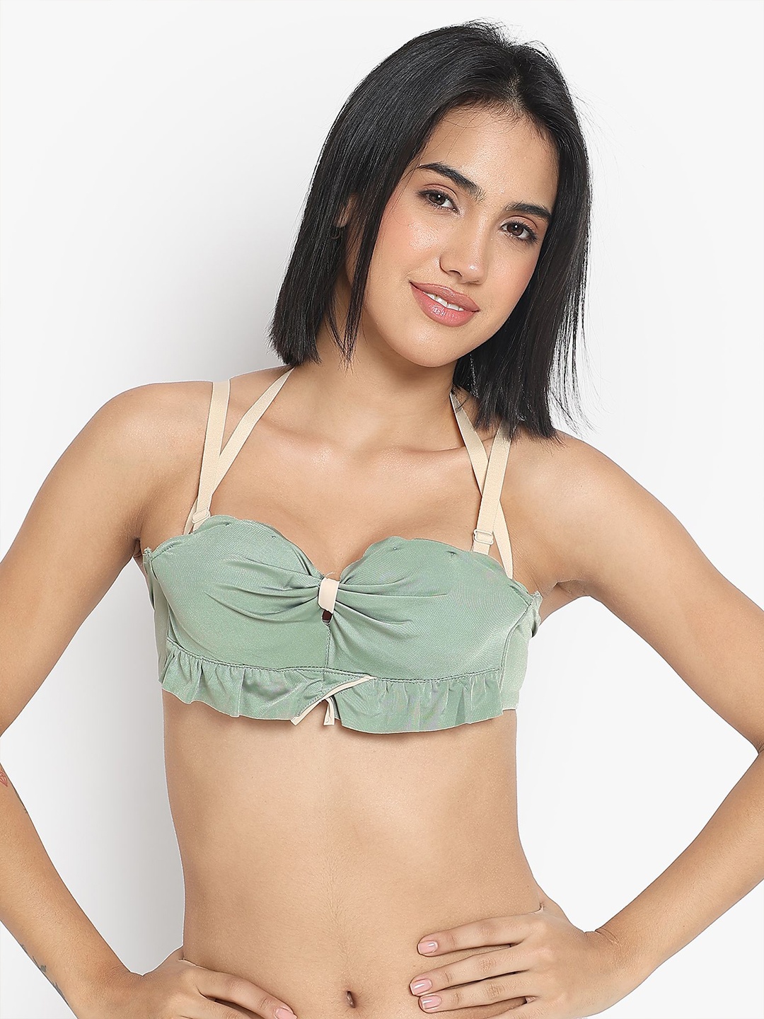 

PARKHA Women Cut and Sew Medium Coverage Heavily Padded Bra, Green