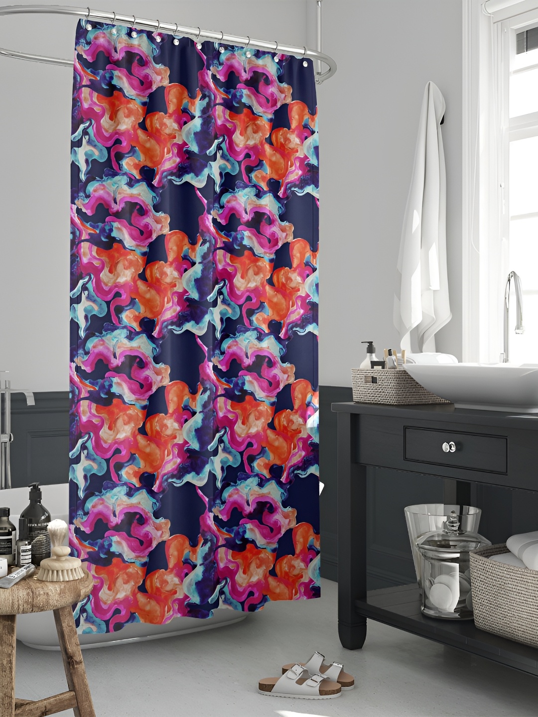 

ArtzFolio Single Piece Waterproof Polyester Shower Curtain, Multi