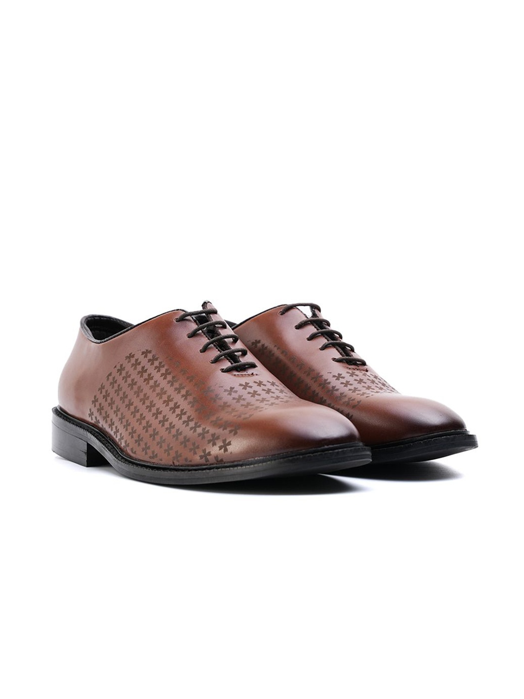 

MONKSTORY Men Textured Formal Oxfords, Brown