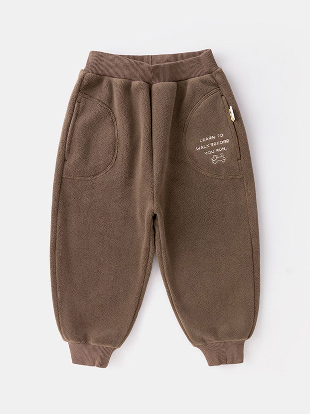 

LULU & SKY Boys Tapered Fit High-Rise Joggers Trousers, Brown