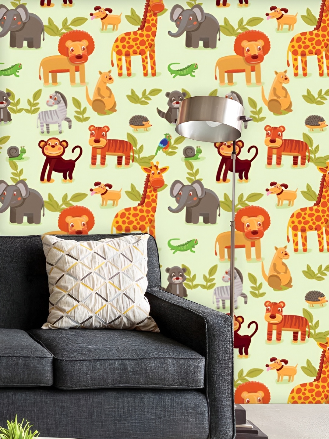 

ArtzFolio Printed UV-Resistant Anti-Bacterial Cartoon Animals Peel & Stick Wallpaper, Multi