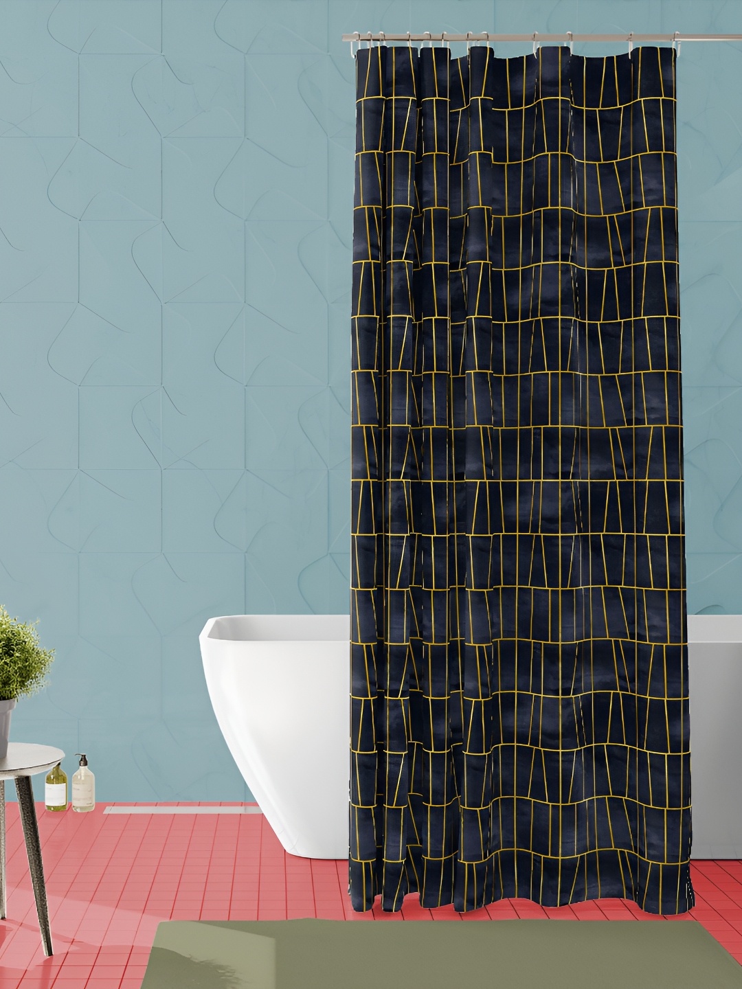 

ArtzFolio Black and Yellow Geometric Printed Waterproof Shower Curtain