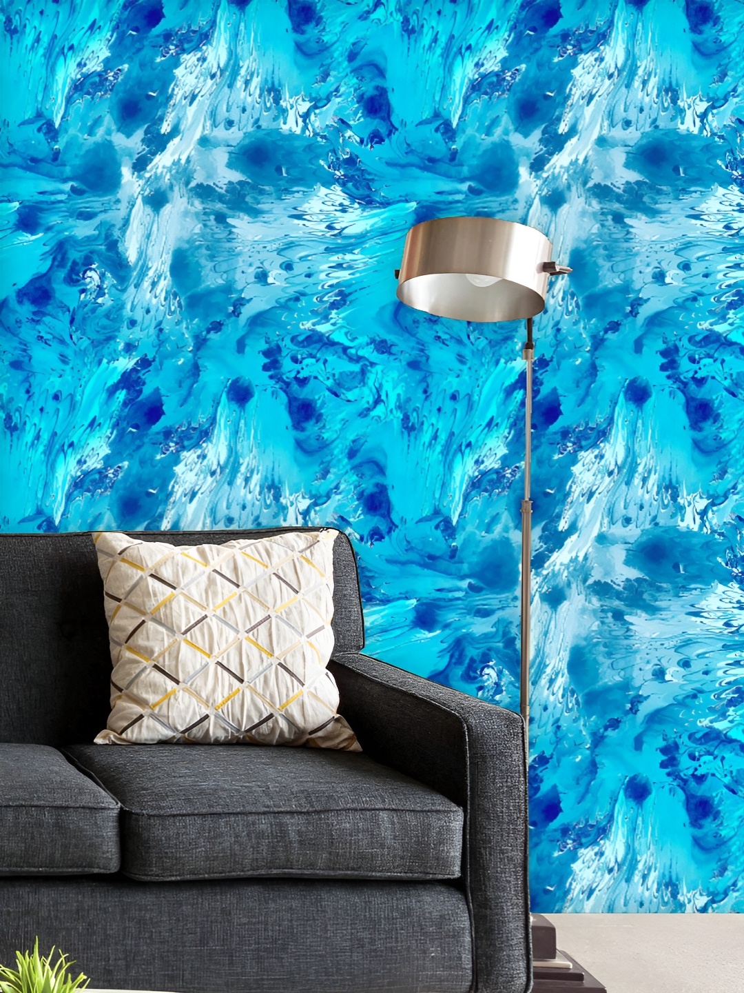 

ArtzFolio Printed UV-Resistant Anti-Bacterial Abstract Blue Peel & Stick Wallpaper, Multi