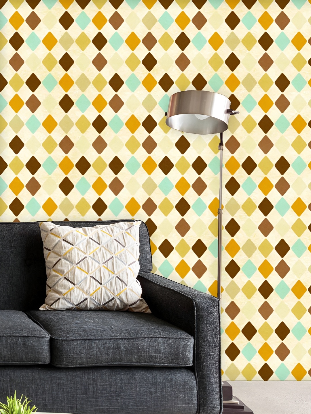 

ArtzFolio Printed UV-Resistant Anti-Bacterial Colorful Harlequin Peel & Stick Wallpaper, Multi