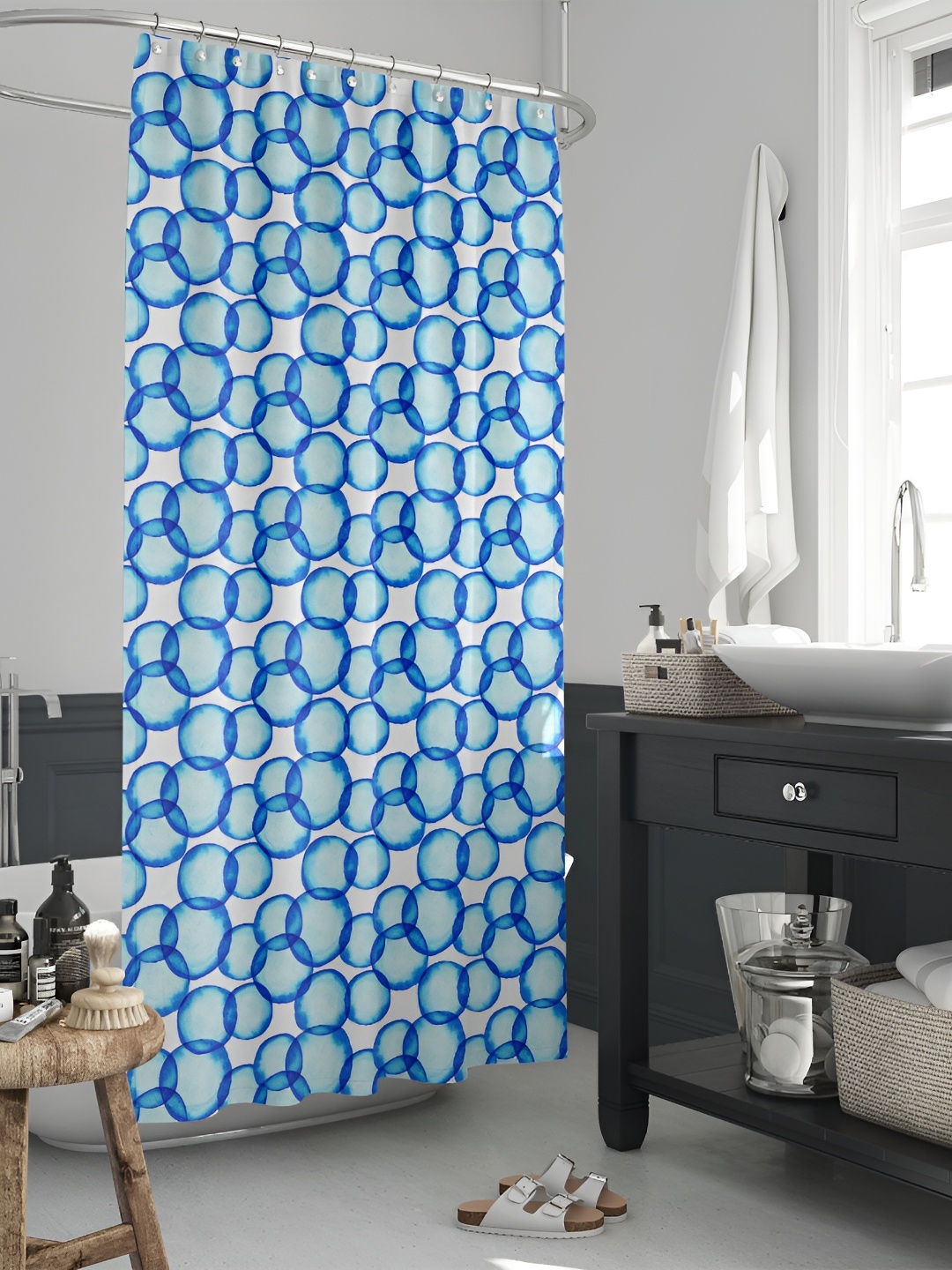 

ArtzFolio Blue & White Printed Waterproof Shower Curtains