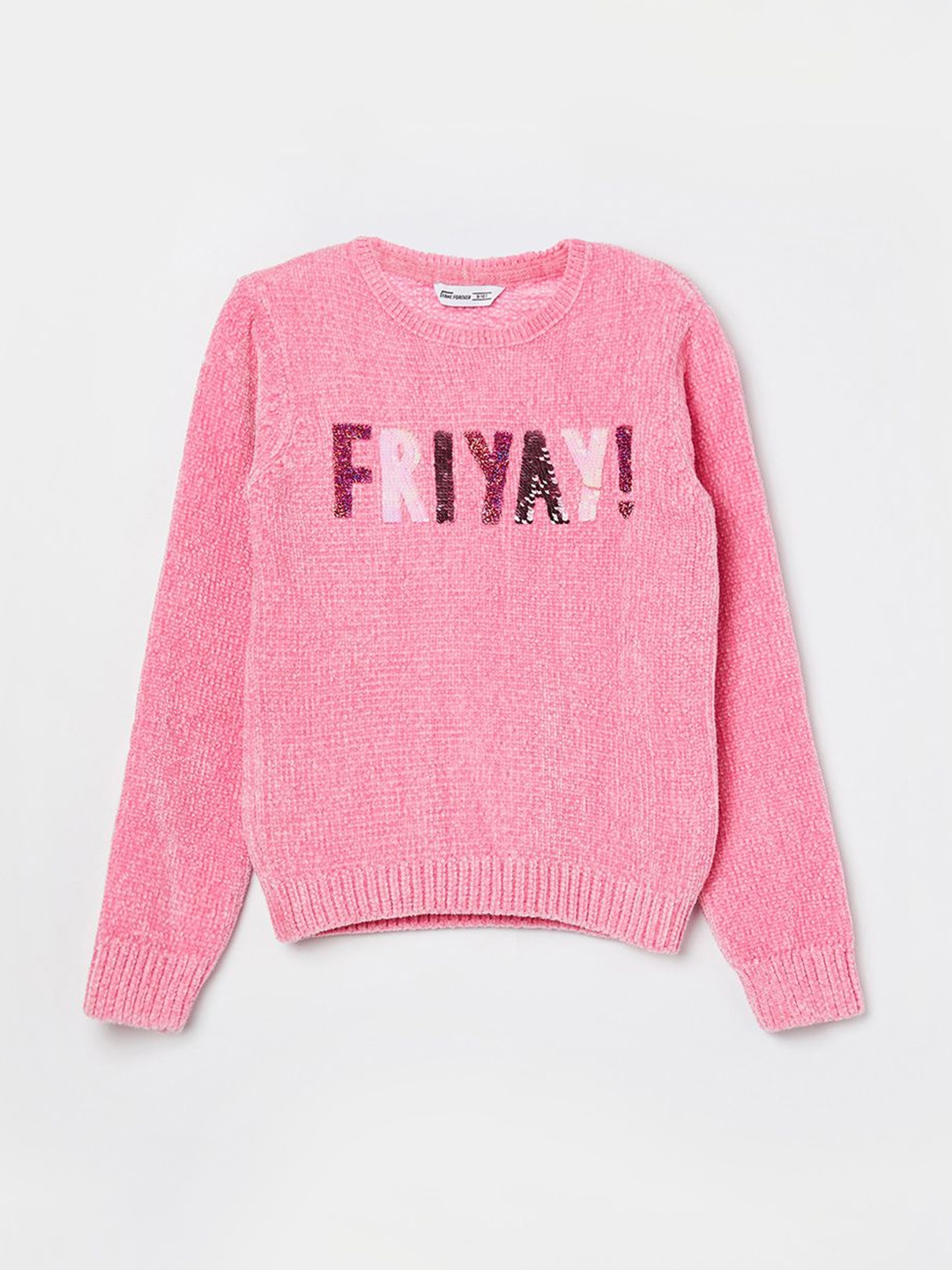 

Fame Forever by Lifestyle Girls Typography Round Neck Long Sleeves Pullover, Pink