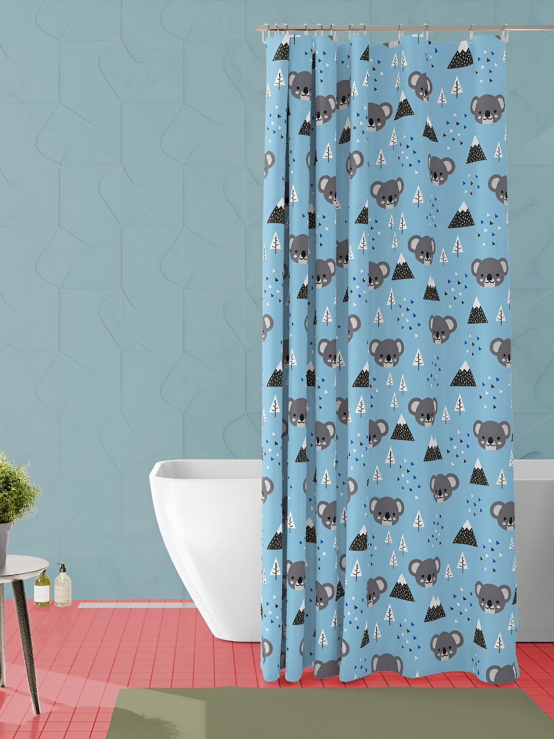 

ArtzFolio Blue and White Printed Waterproof Shower Curtain