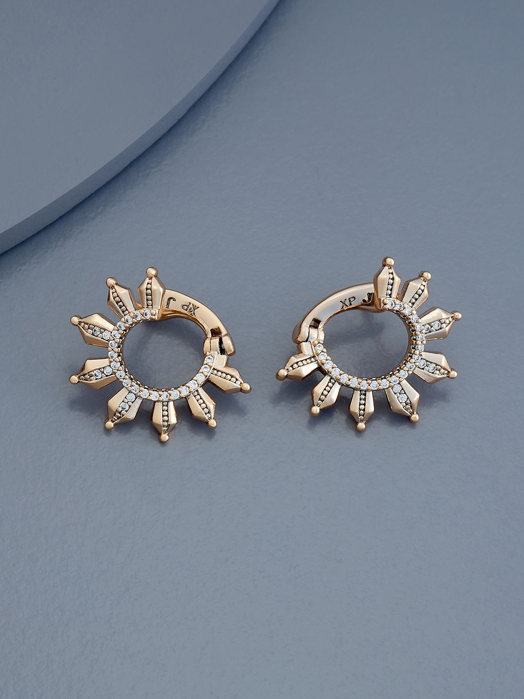 

Kushal's Fashion Jewellery Gold Plated Zircon Studded Circular Hoop Earrings