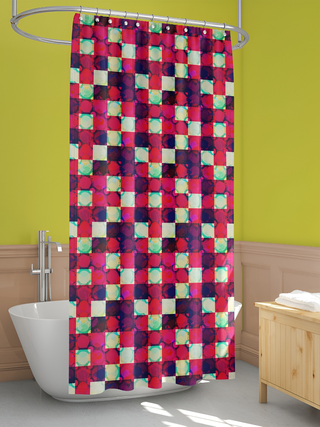 

ArtzFolio Red & Green Printed Waterproof Shower Curtains
