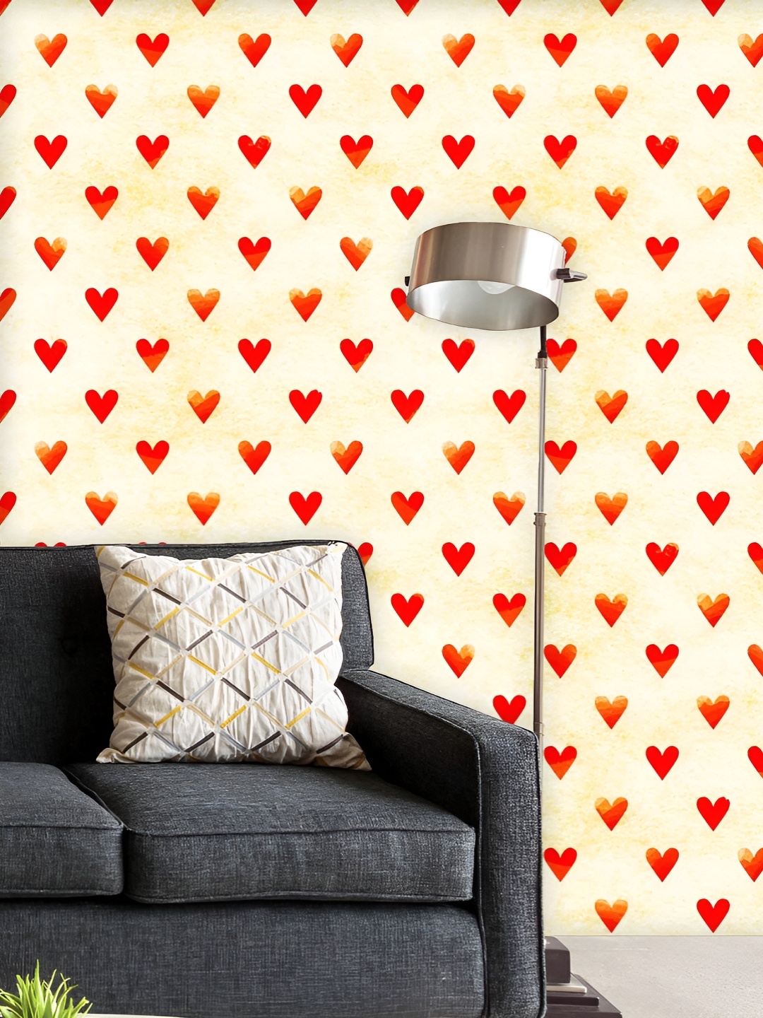 

ArtzFolio Printed UV-Resistant Anti-Bacterial Red Hearts Peel & Stick Wallpaper, Multi