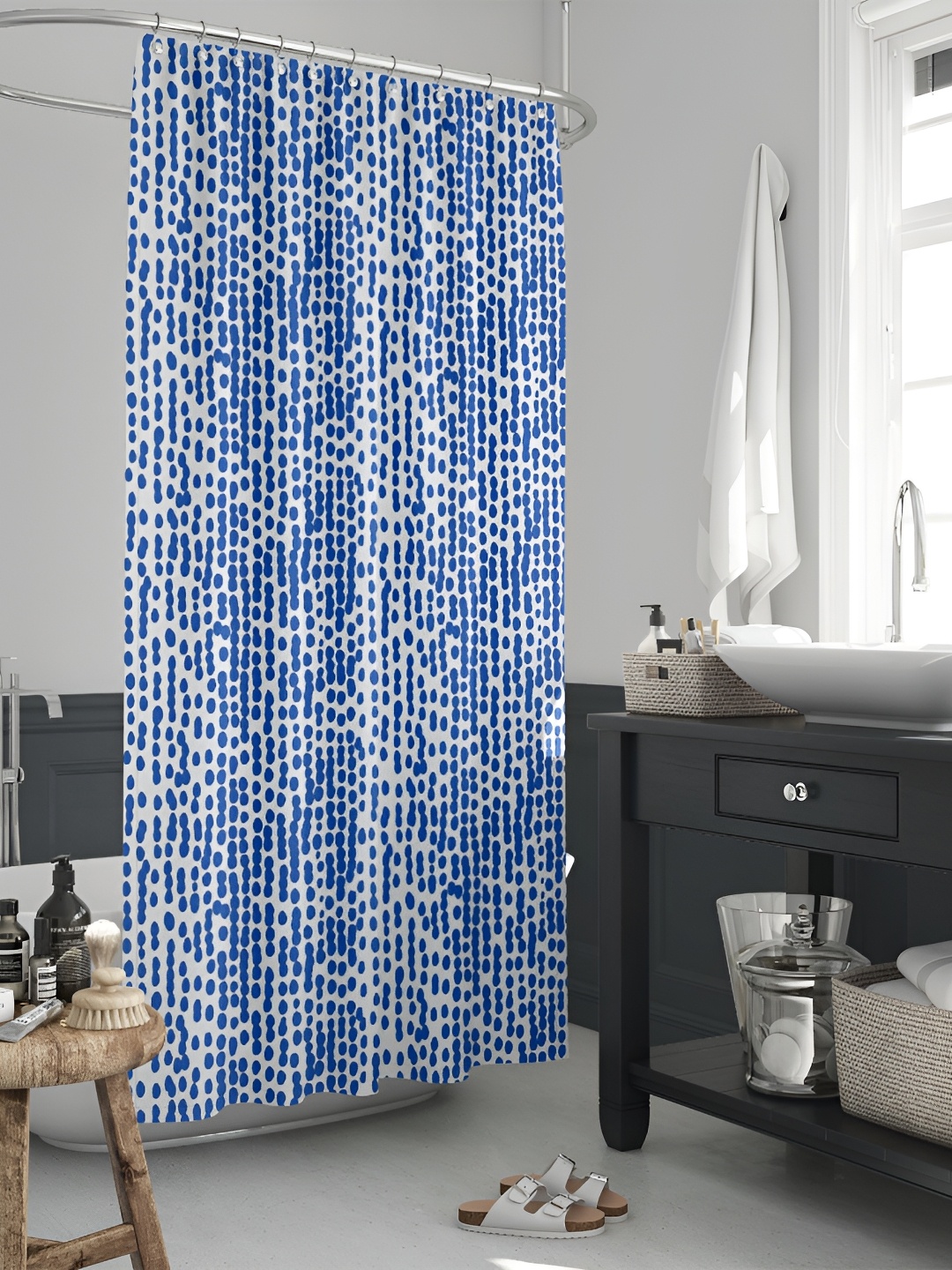 

ArtzFolio Blue and White Abstract Printed Waterproof Shower Curtain