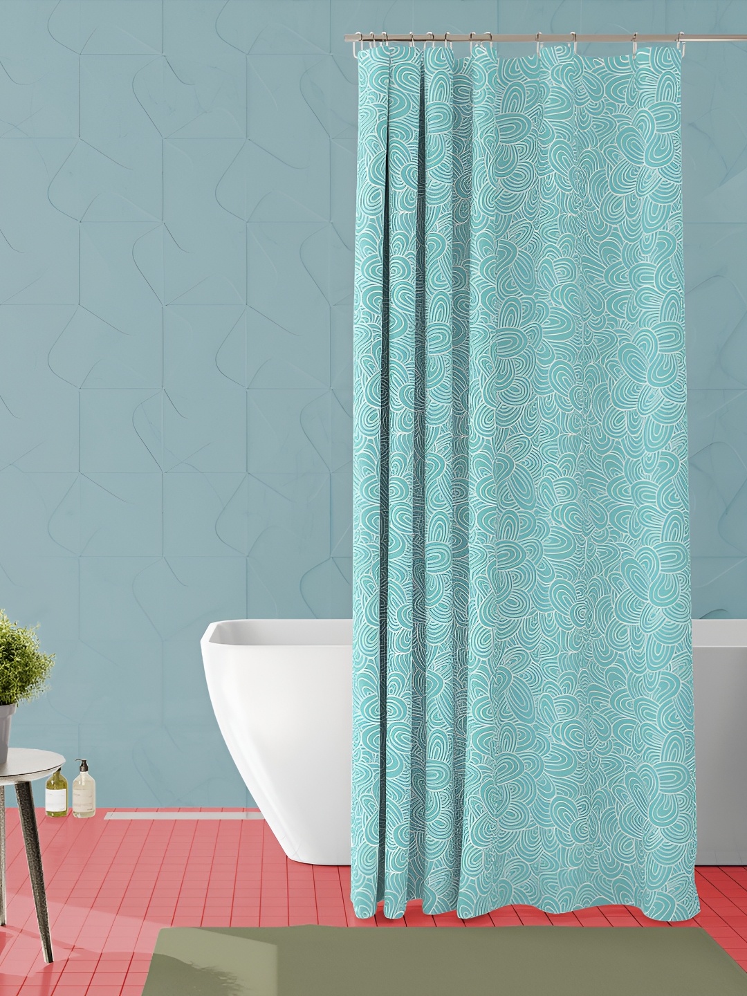 

ArtzFolio Blue & White Printed Waterproof Shower Curtain