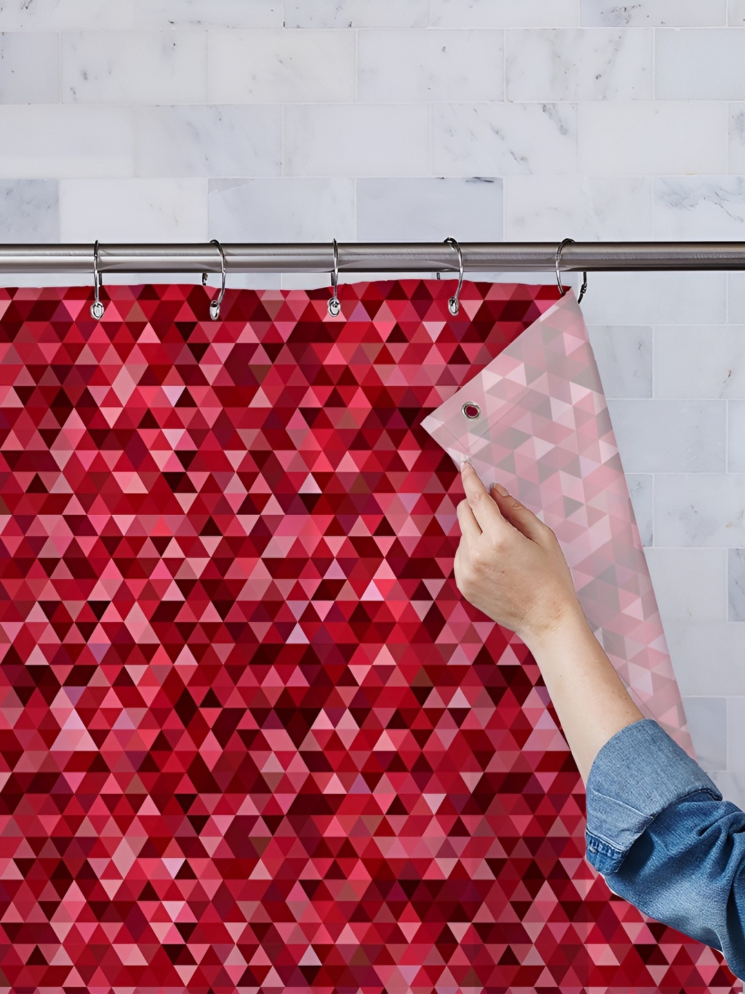 

ArtzFolio Red & Maroon Printed Waterproof Shower Curtain