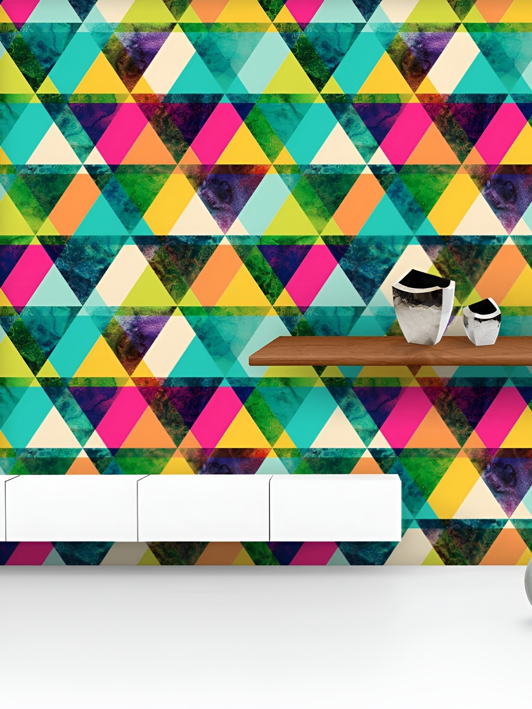 

ArtzFolio Printed UV-Resistant Anti-Bacterial Hipster Triangles Peel & Stick Wallpaper, Multi