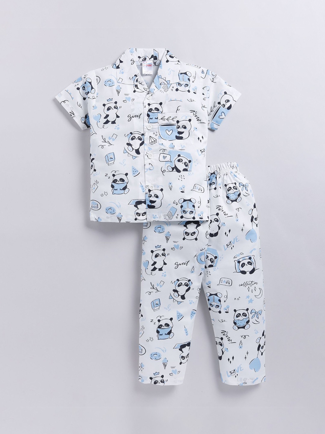 

NAUTI KIDZ Boys Cotton Printed Half Sleeves Night suit, White