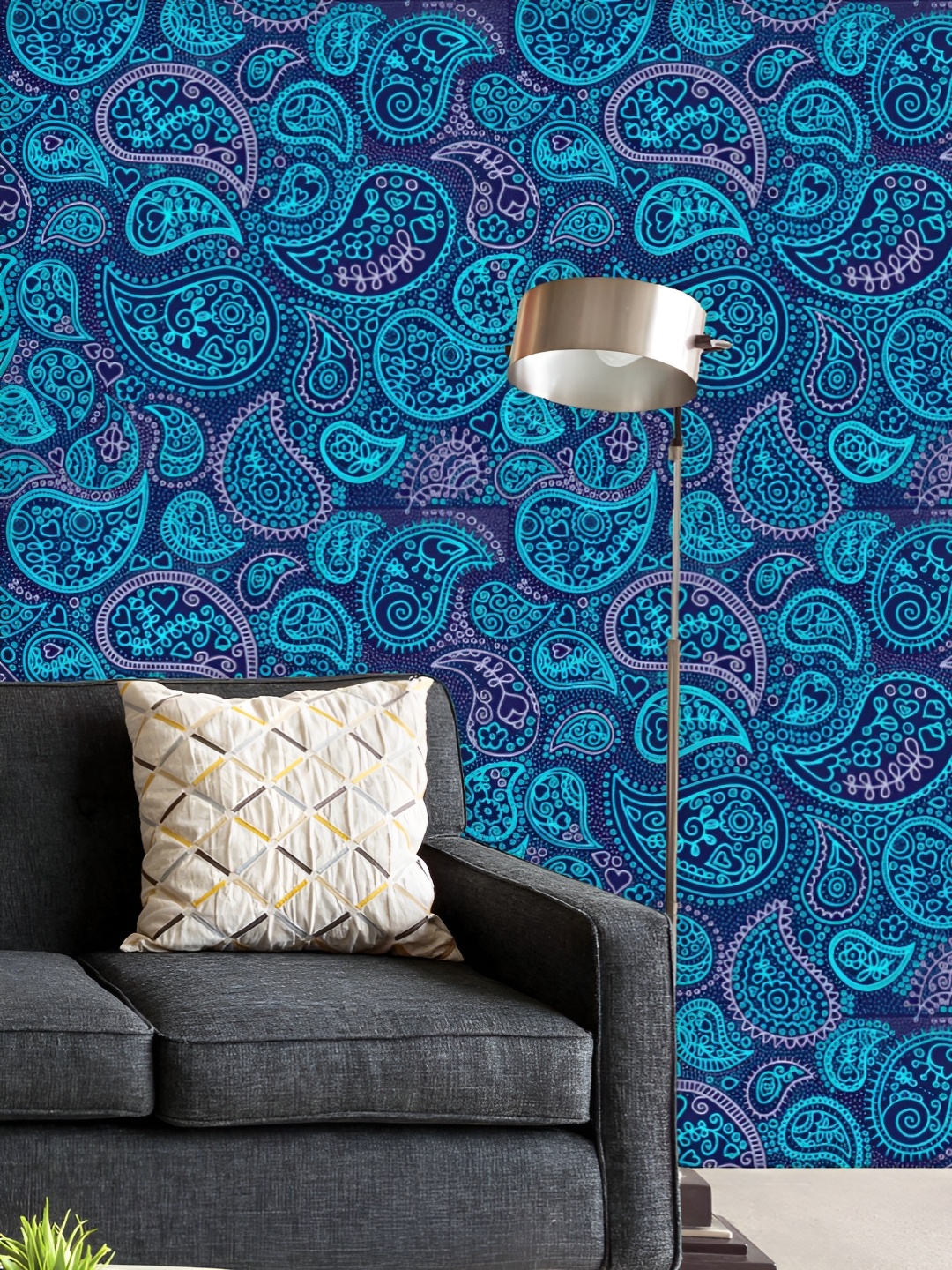 

ArtzFolio Printed UV-Resistant Anti-Bacterial Asian Paisley Peel & Stick Wallpaper, Multi