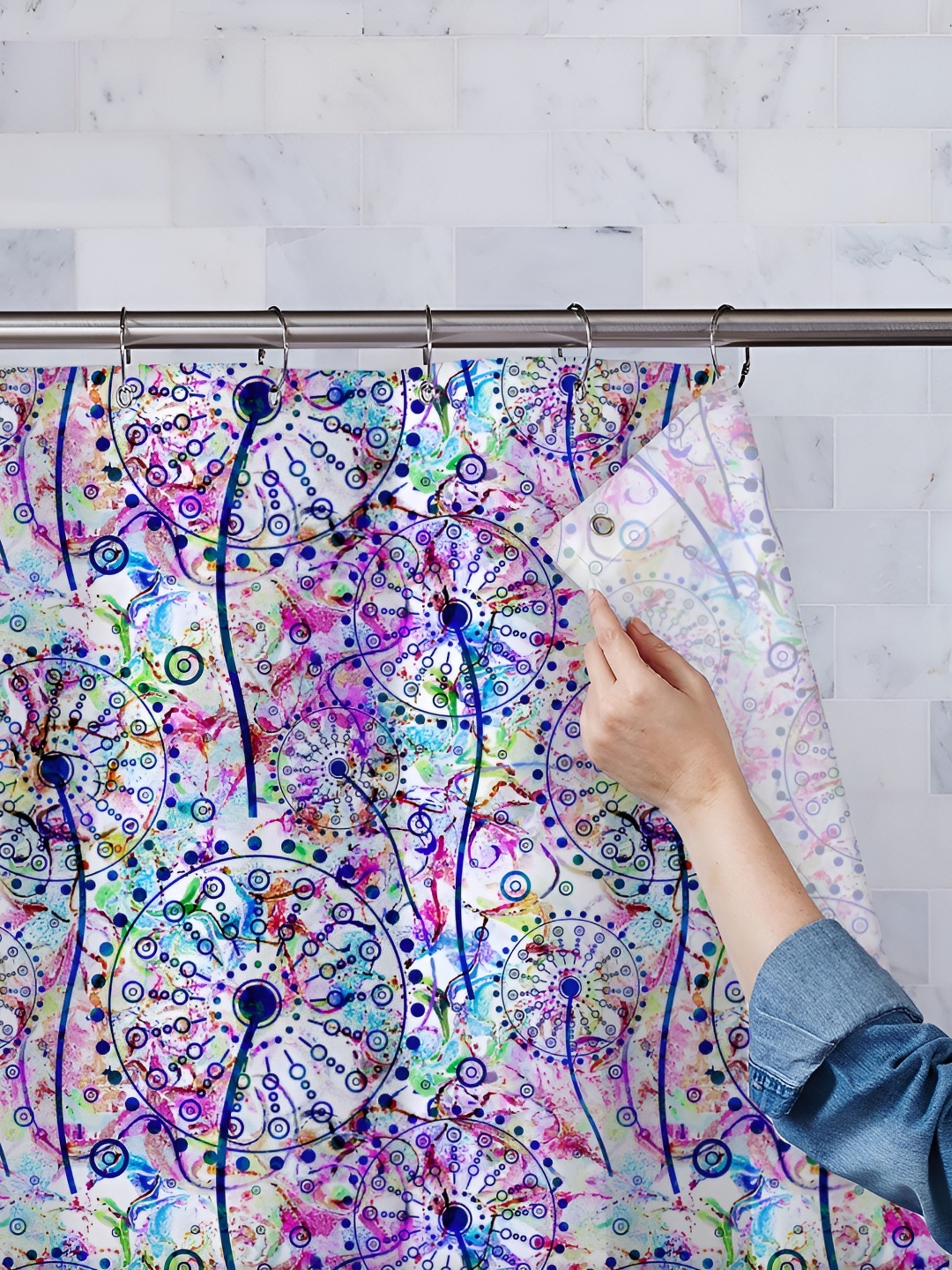 

ArtzFolio Single Piece Waterproof Polyester Shower Curtain, Multi