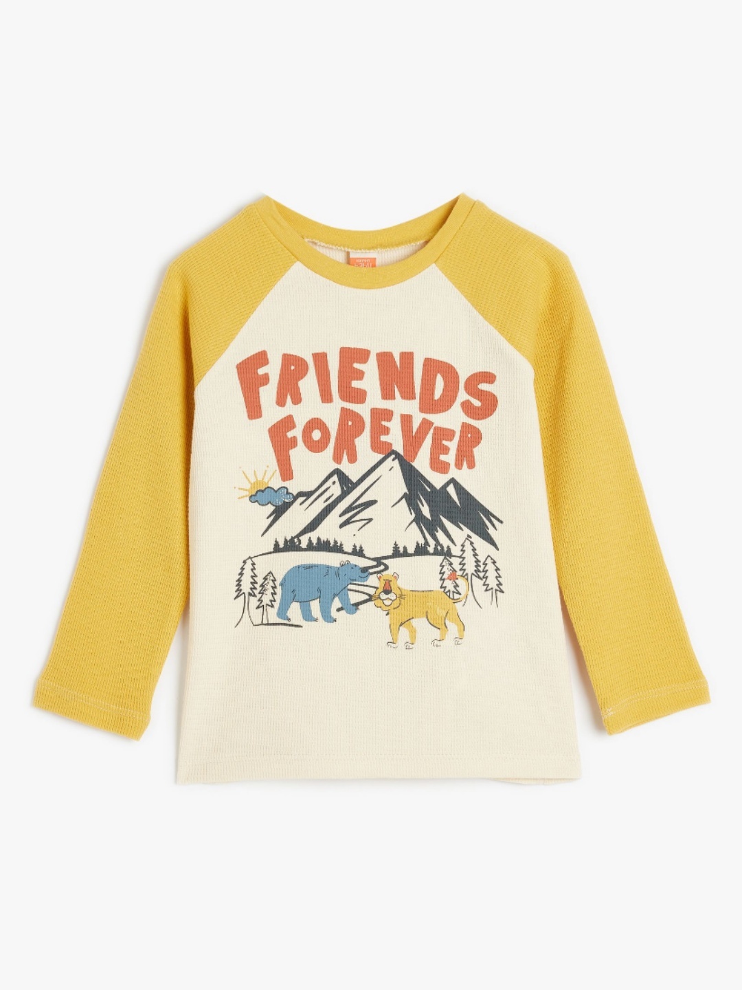 

Koton Boys Graphic Printed Round Neck Cotton T-shirt, Beige