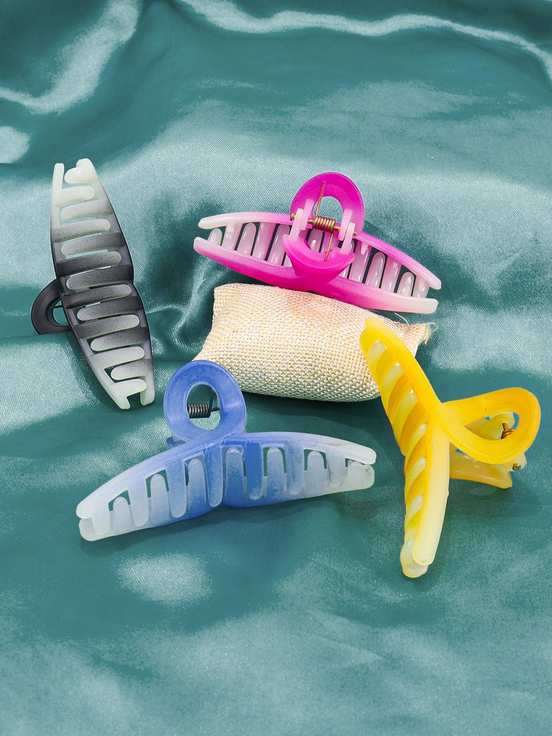 

KRENOZ Set of 4 Women trong Hold Nonslip Claw Clip, Pink
