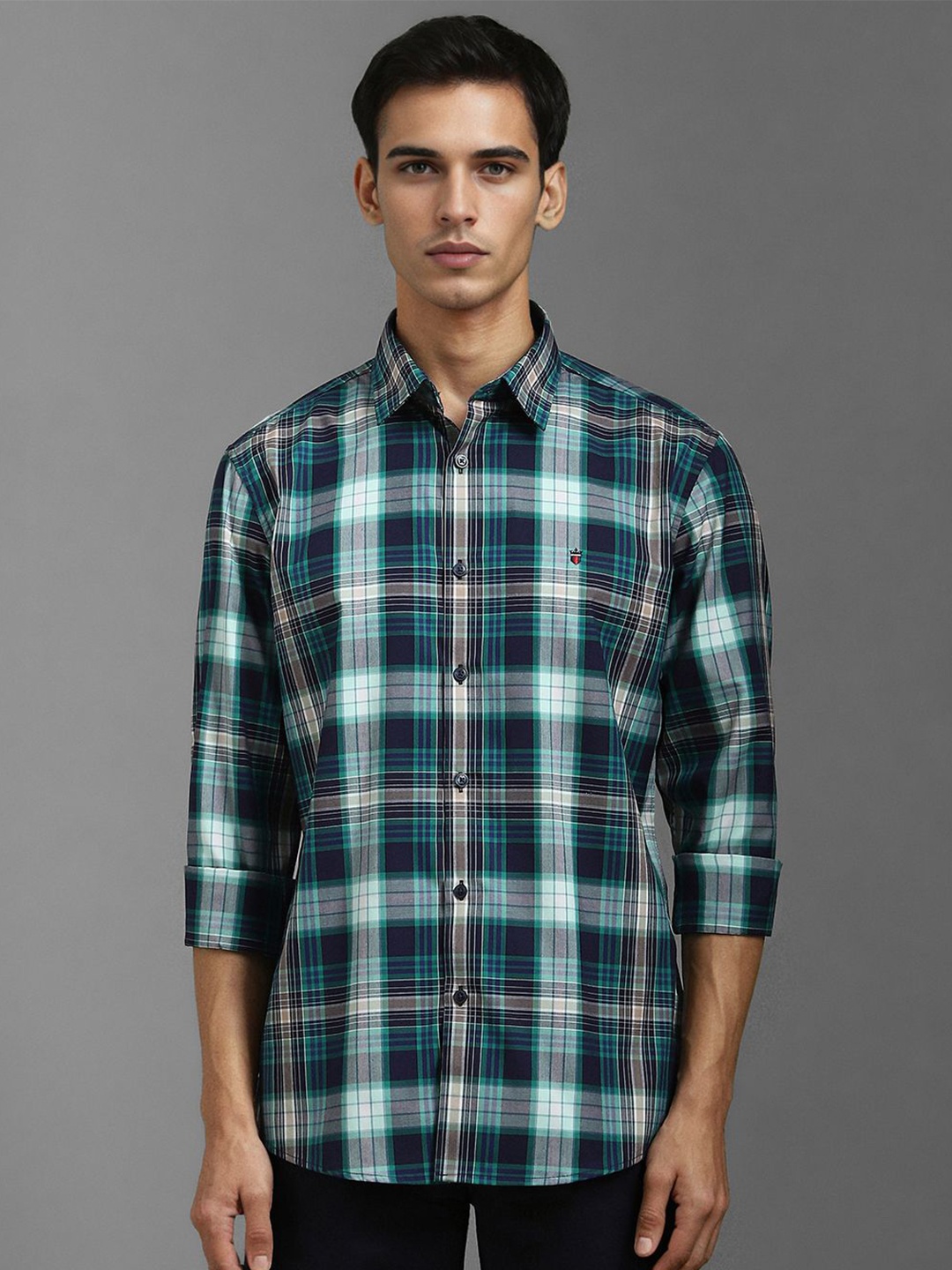 

Louis Philippe Sport Men Slim Fit Opaque Checked Casual Shirt, Navy blue