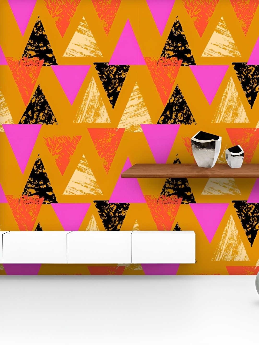 

ArtzFolio Printed UV-Resistant Anti-Bacterial Mixed Triangled Peel & Stick Wallpaper, Multi