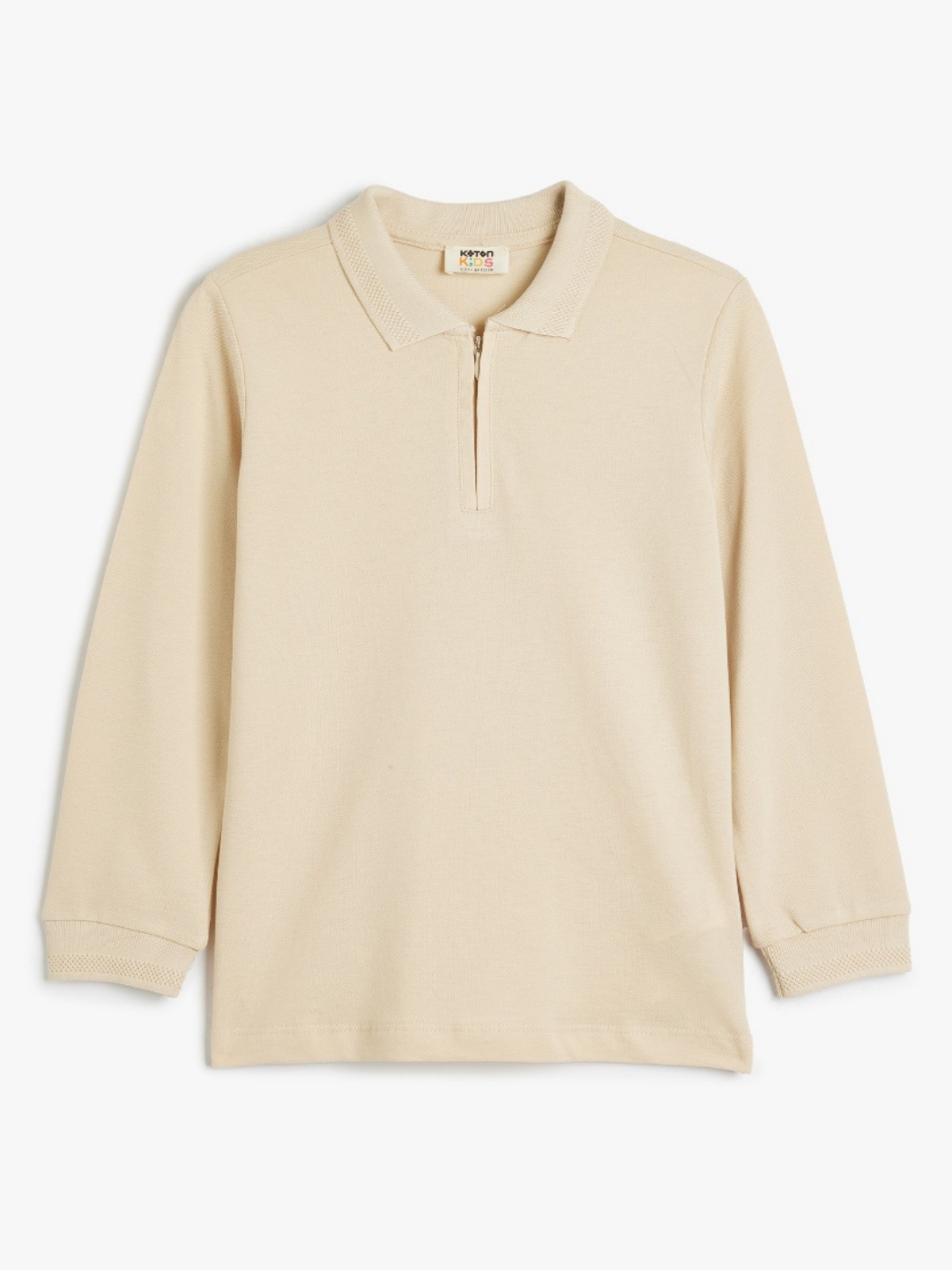 

Koton Boys Solid Polo Collar Cotton T-shirt, Beige