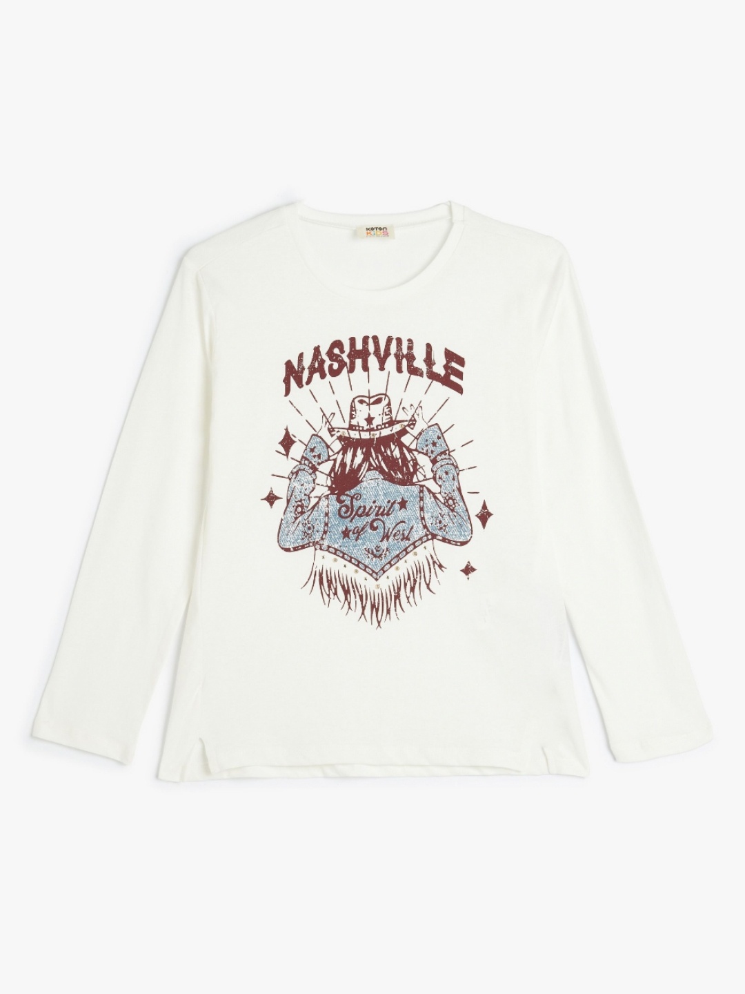 

Koton Girls Graphic Printed Round Neck Cotton T-shirt, Off white
