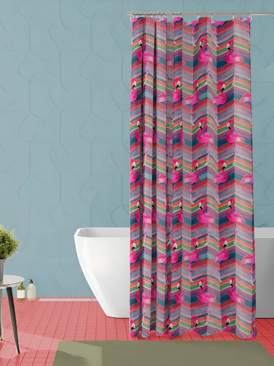 

ArtzFolio Pink and Grey Geometric Printed Waterproof Shower Curtain