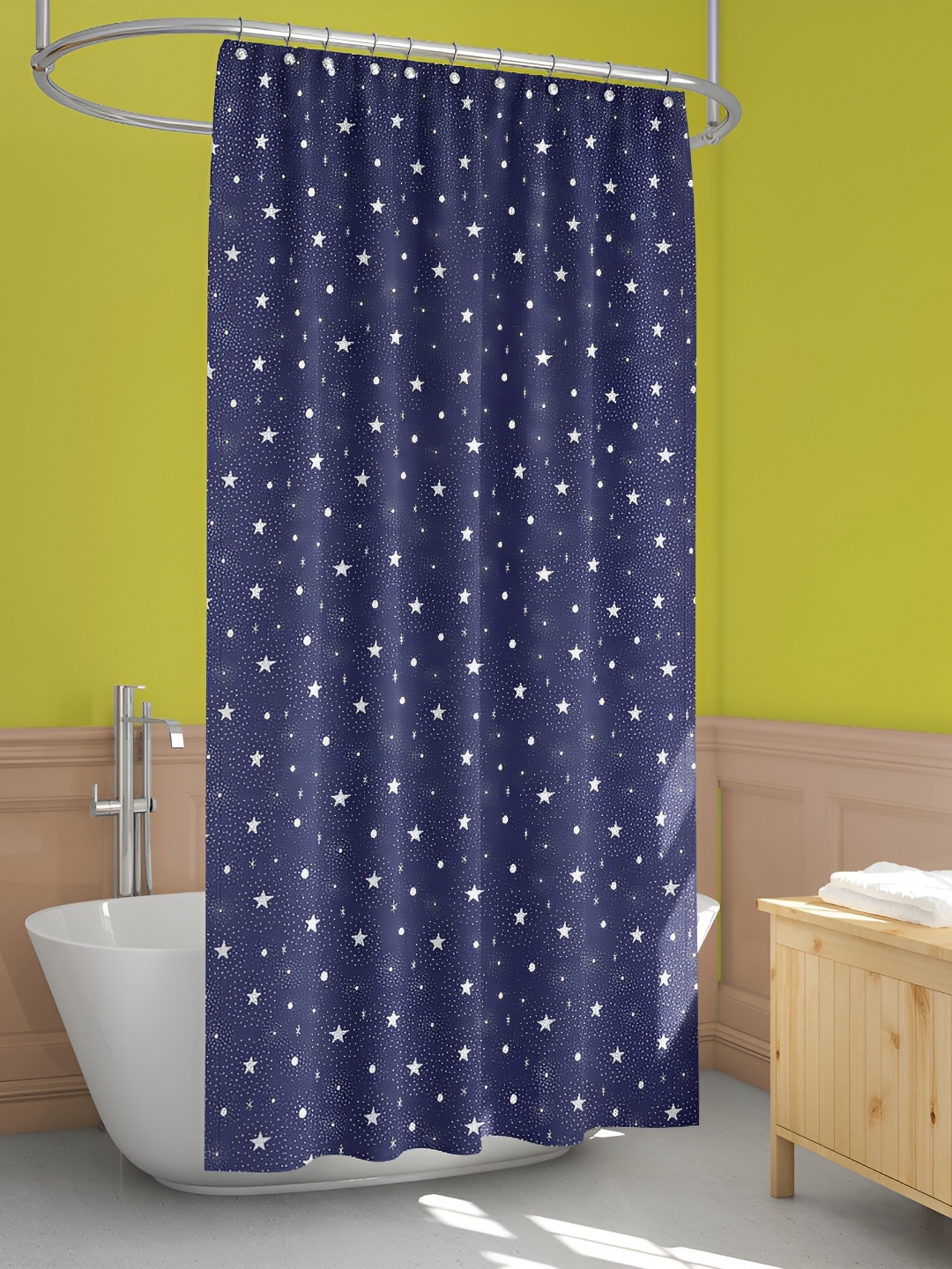 

ArtzFolio Navy Blue and White Conversational Printed Waterproof Polyester Shower Curtain