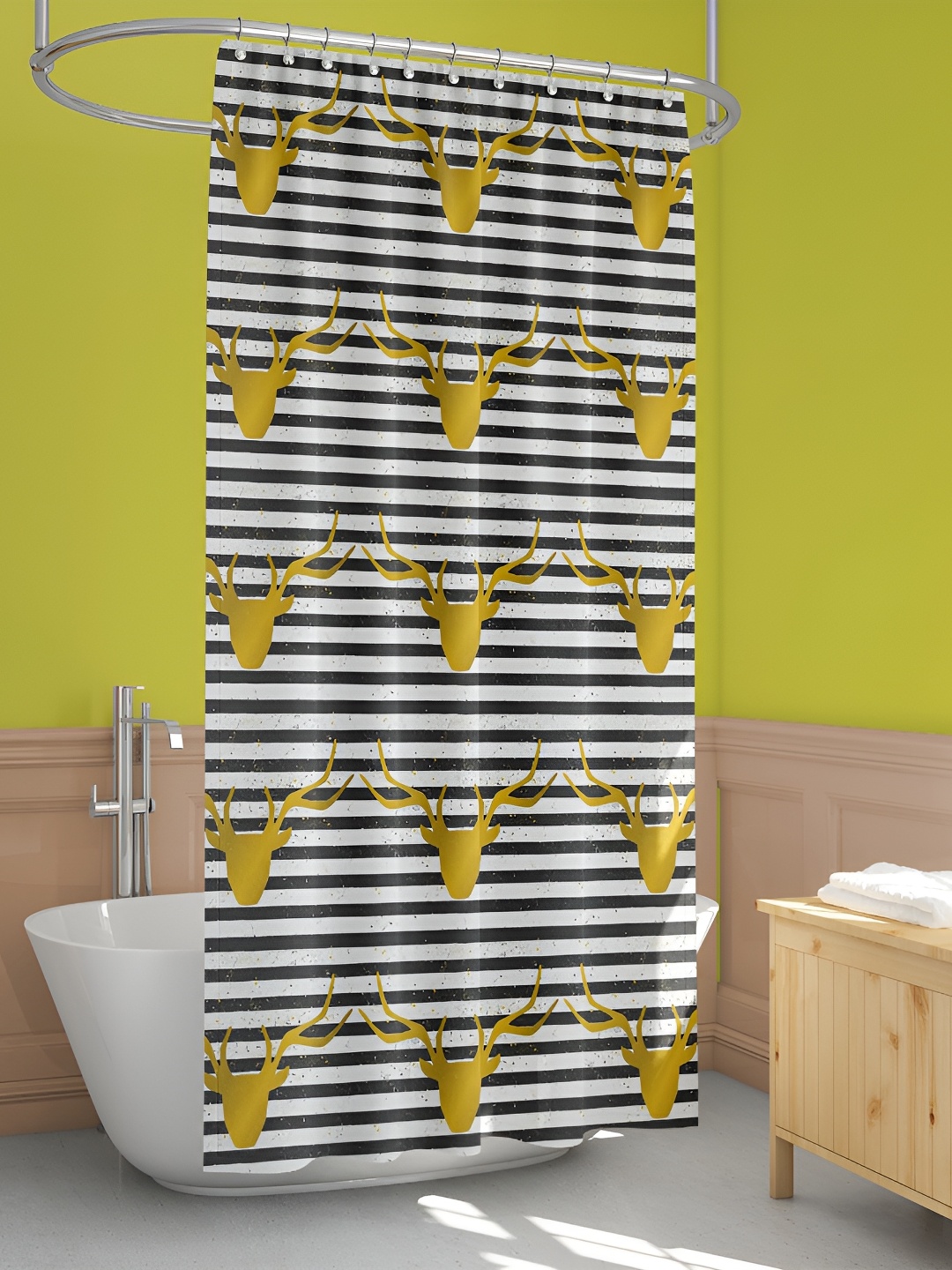 

ArtzFolio White & Black Printed Waterproof Shower Curtain