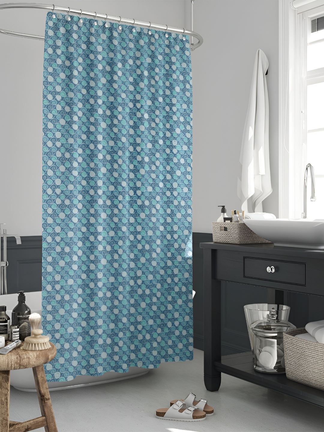 

ArtzFolio Blue & White Printed Waterproof Shower Curtains