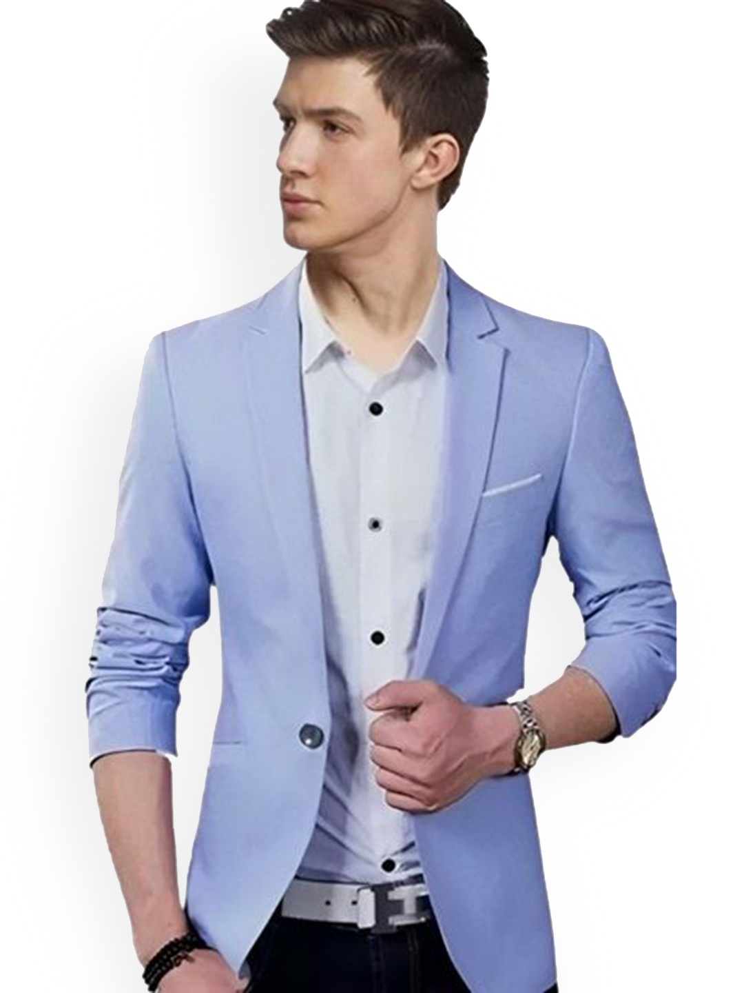 

HUMJOLI MENS WEAR Slim-Fit Single Breasted Blazer, Blue