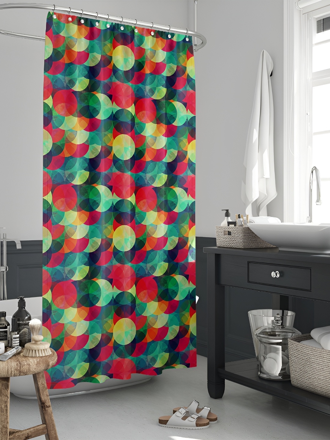 

ArtzFolio Black & Green Printed Waterproof Shower Curtain