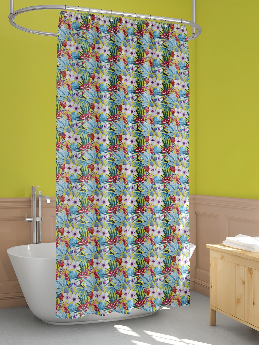 

ArtzFolio Yellow & Blue Printed Waterproof Shower Curtains