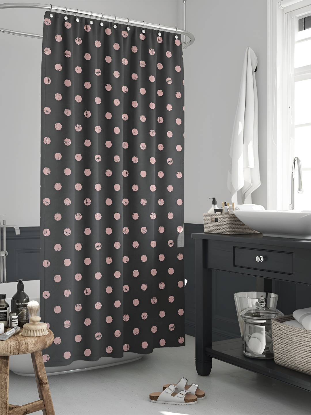

ArtzFolio Black & Pink Printed Waterproof Shower Curtains
