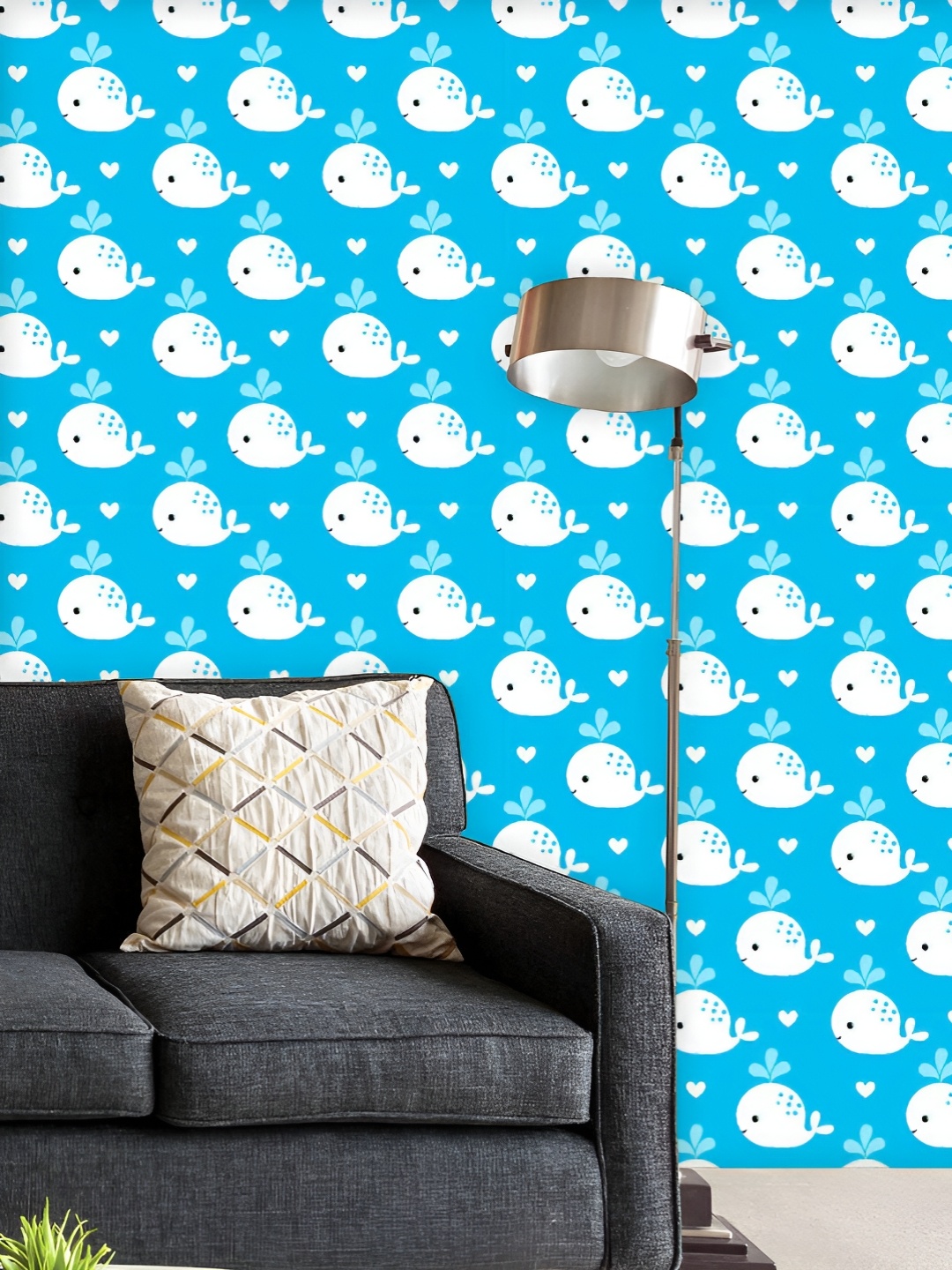 

ArtzFolio Printed UV-Resistant Anti-Bacterial Cartoon Blue Whales Peel & Stick Wallpaper, Multi