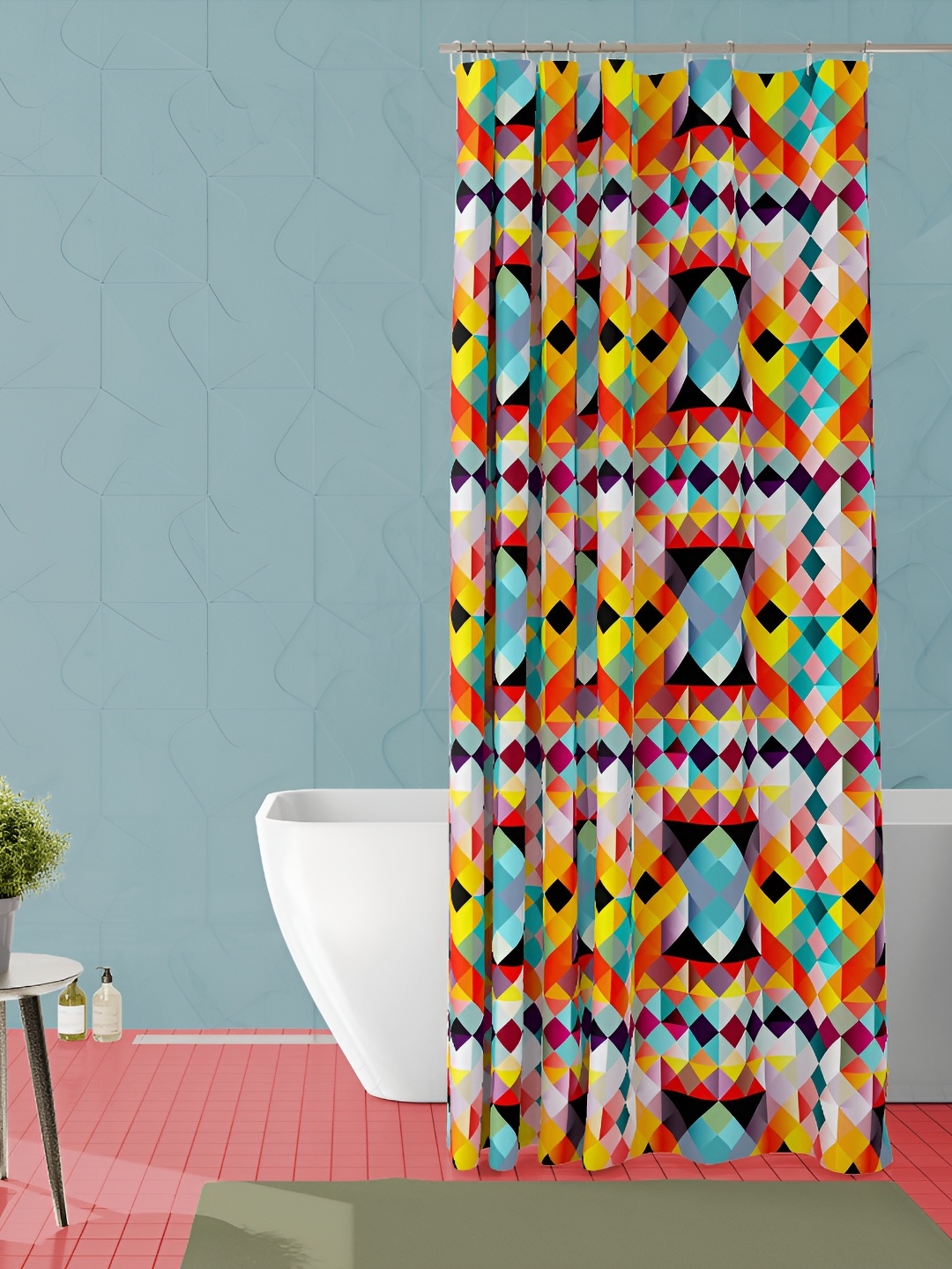 

ArtzFolio Red & Yellow Geometric Printed Waterproof Shower Curtain