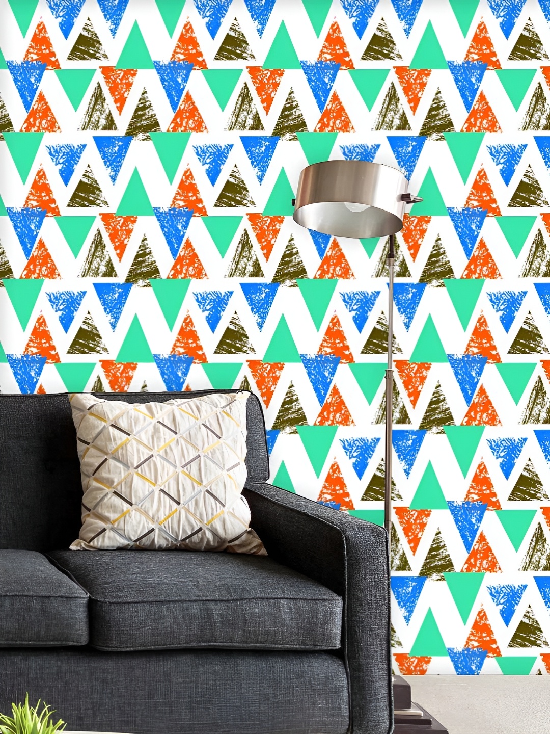 

ArtzFolio Printed UV-Resistant Anti-Bacterial Mixed Triangled Peel & Stick Wallpaper, Multi