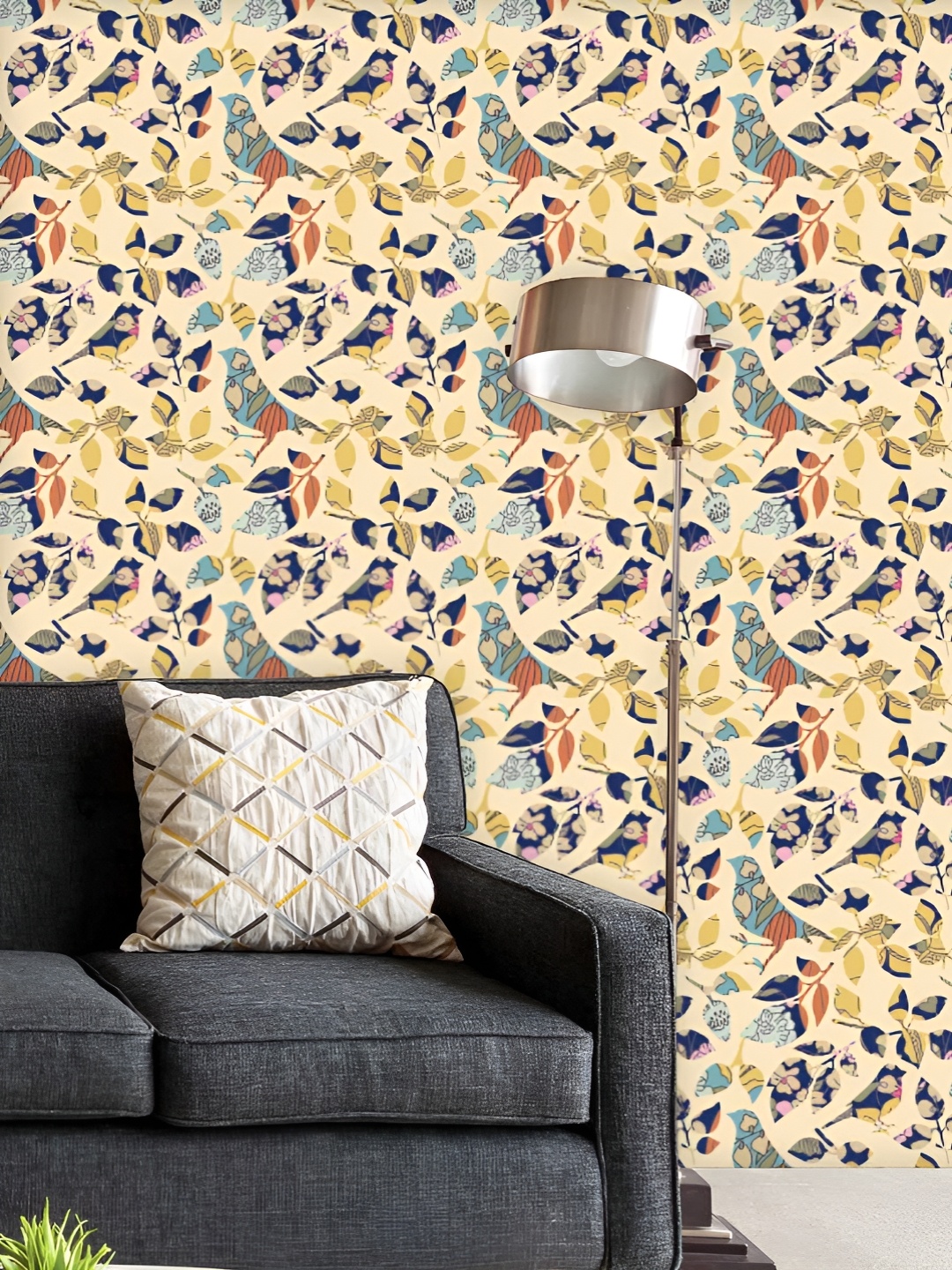 

ArtzFolio Printed UV-Resistant Anti-Bacterial Chirping BirdsPeel & Stick Wallpaper, Multi